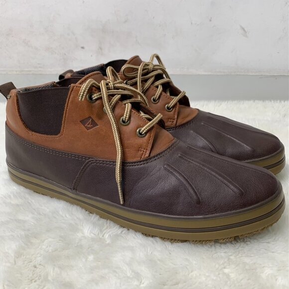 Sperry Men's Fowl Weather Brown Leather & Rubber Chukka Waterproof Boots Size 12 - Picture 1 of 11